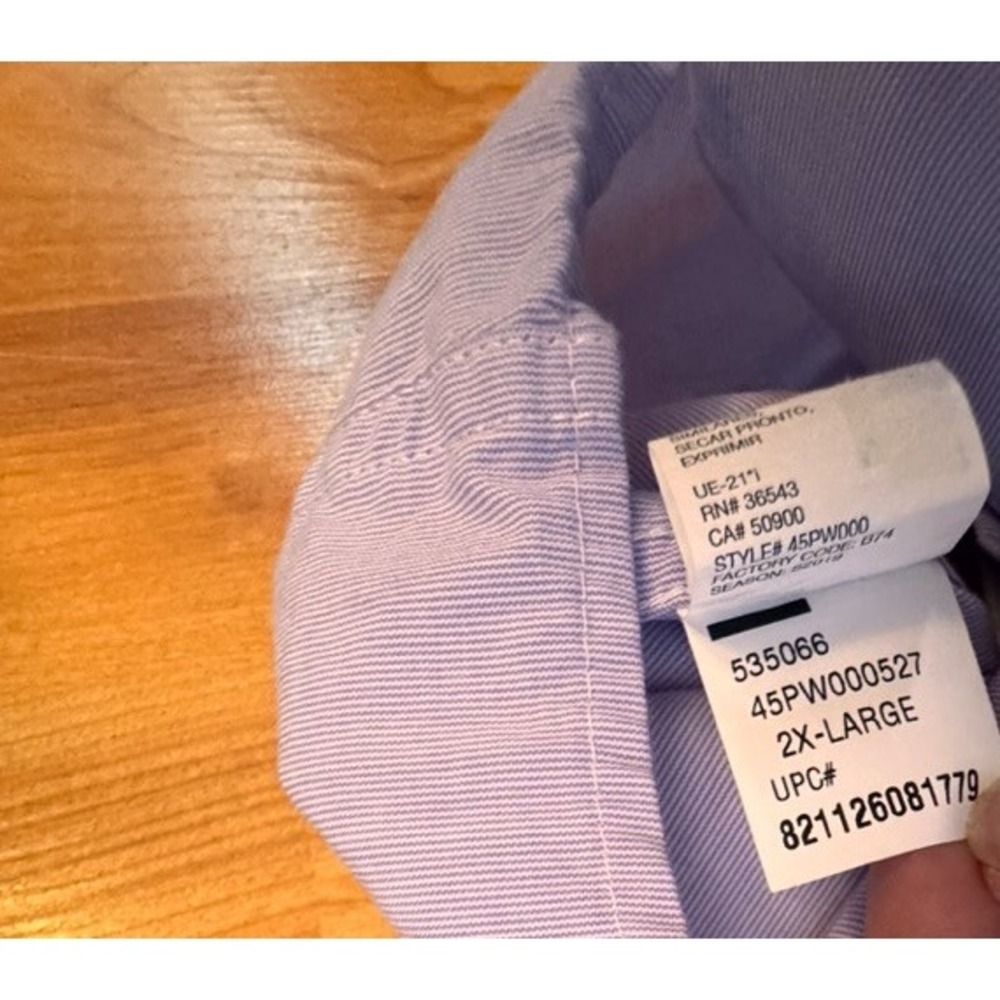 Izod Men's Long‎ Sleeve Purple Pocket Dress Shirt Premium Essentials XXL/TTG - Picture 7 of 7